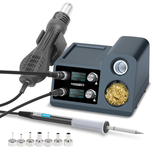 858 hot air gun desoldering station two-in-one electric soldering iron digital display soldering station T12 soldering station repair tool set