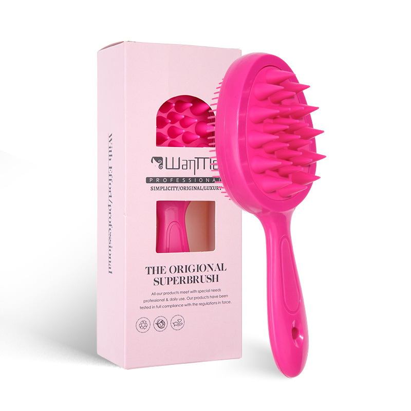 핸들 샴푸 브러쉬-로즈 레드 opp 가방