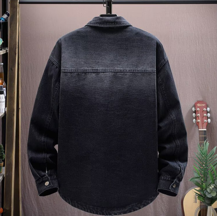 Giacca camicia in jeans da uomo stile minimalista casual ampio_voghion.com