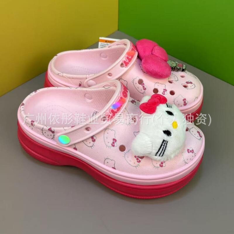 2026 New Style Perforated Shoes, Little Whale Kt Cat Collaboration, Height-Increasing Non-Slip Beach Shoes, High-Heeled Breathable Non-Slip Quick-Dry Shoes