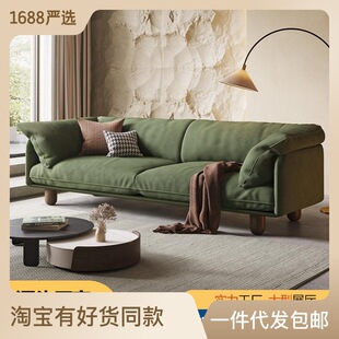 灯芯绒沙发客厅现代轻奢侘寂风格布艺沙发实木小户型极简直排沙发-阿里巴巴