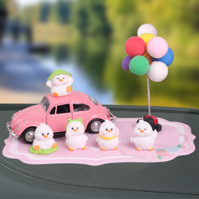 2024 nueva linda hoja de loto patito niña interior consola central decoración de pantalla de navegación adorno de adorno de coche de dibujos animados