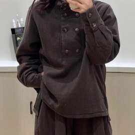 2025冬季新款文艺复古麻棉外套女纯色立领夹棉短款宽松棉衣外套