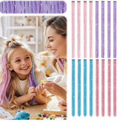 New Foreign Trade Tinsel Hair Laser Gold Hair Extensions Ear-Hanging Dye Hair Pieces Colorful Shiny Hair Extensions