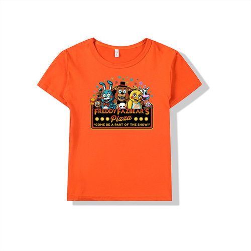 2024新款夏季热销跨境 Freddy's 玩具熊 卡通图案男童女童短袖T恤
