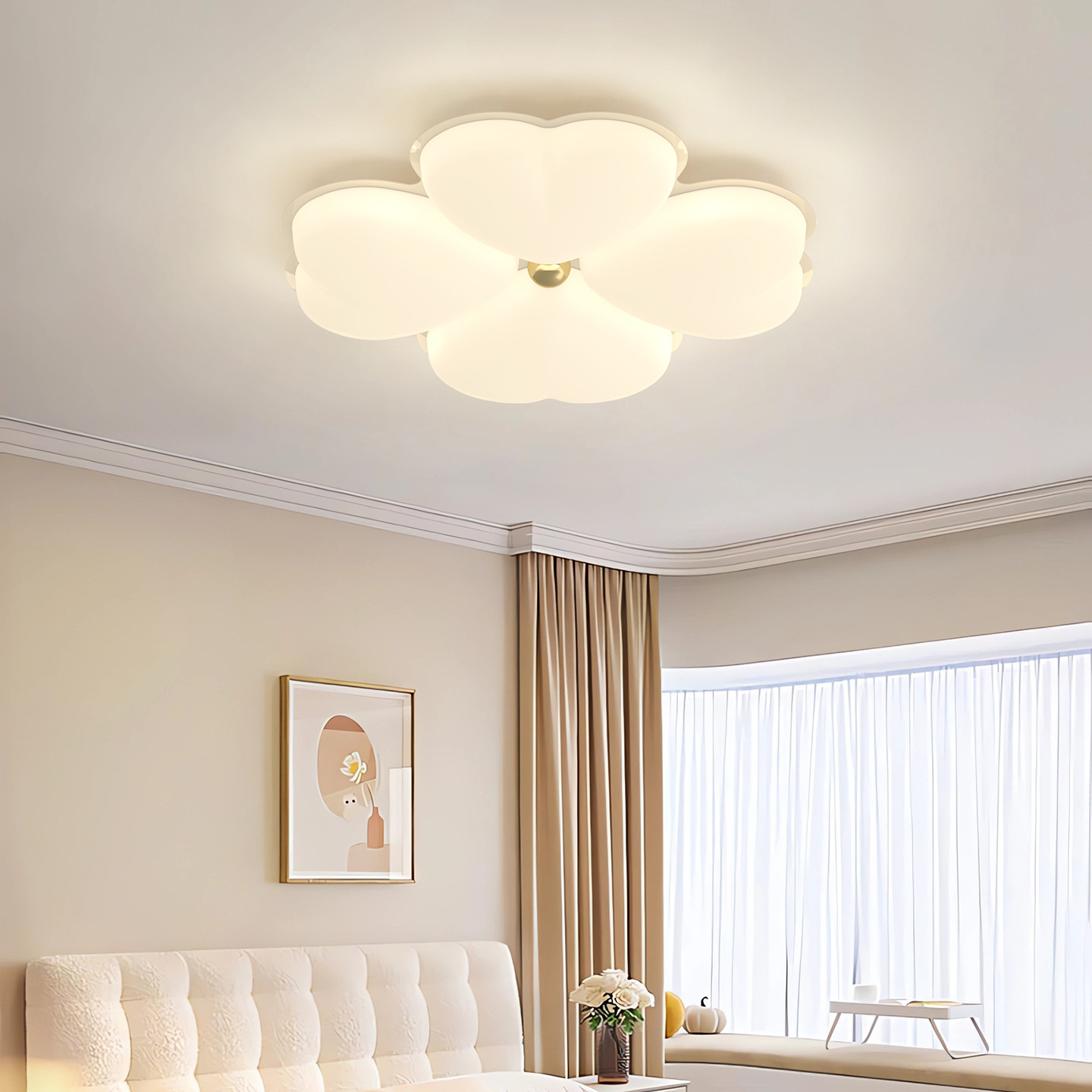 Luz de techo del dormitorio medieval crema de viento retro 2026 nueva flor princesa habitación de niños estudio luz de techo 453L
