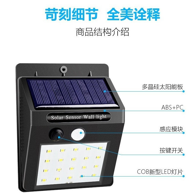 Solar outdoor courtyard home human body induction lamp, light control induction lamp