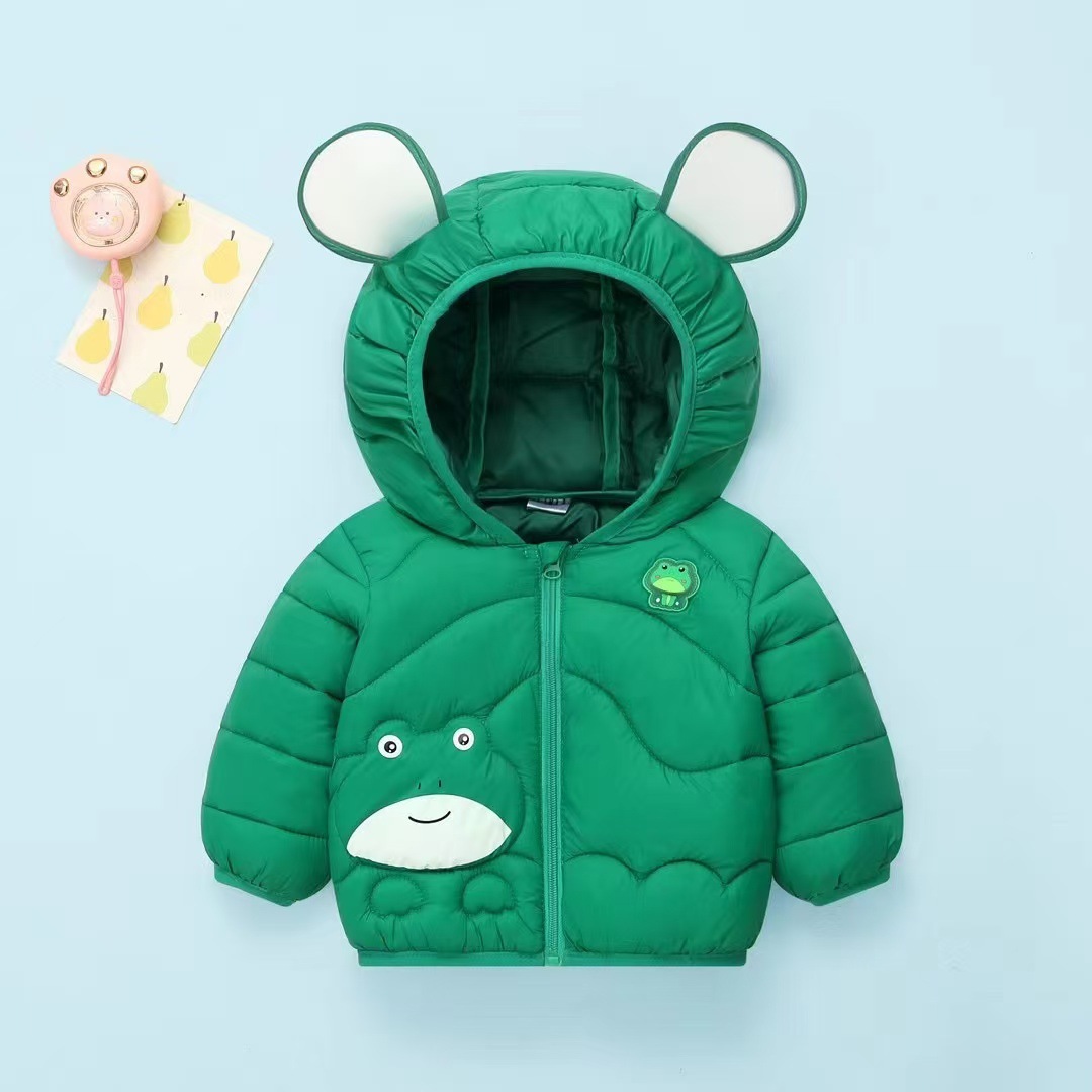 ropa de algodón de pluma unida para bebés y niños pequeños, ropa de algodón de rana encapuchada recién nacida