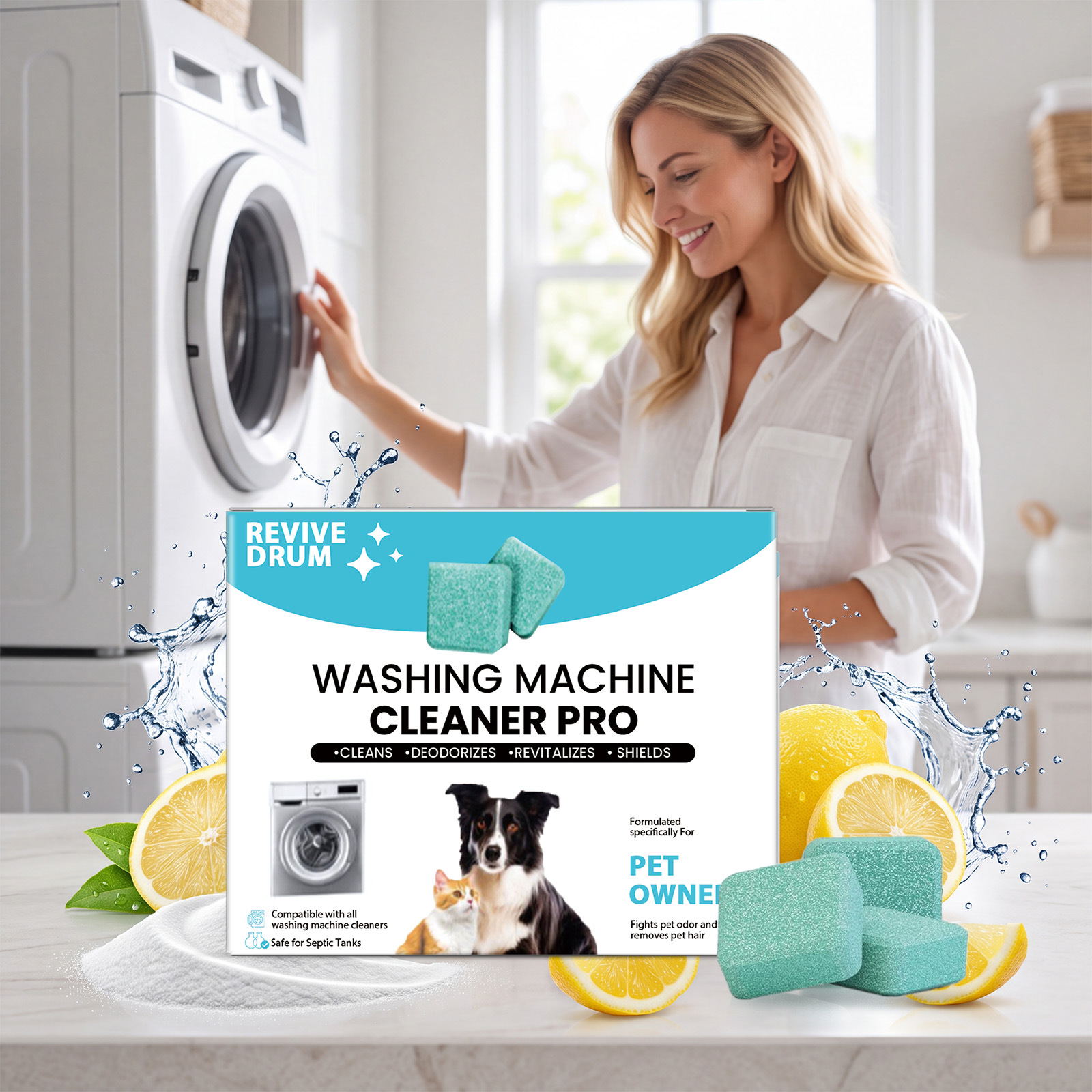 Washing Machine Drum Cleaner, Household Automatic Washing Machine Drum Slot Dirt Daily Cleaning Odor Removal Effervescent Tablets