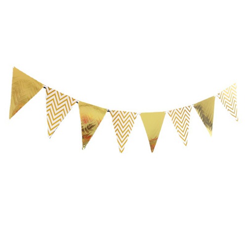 12 pieces wavy pattern bronzing pennant children's birthday party decoration hanging flag birthday pull flag banner wholesale customization