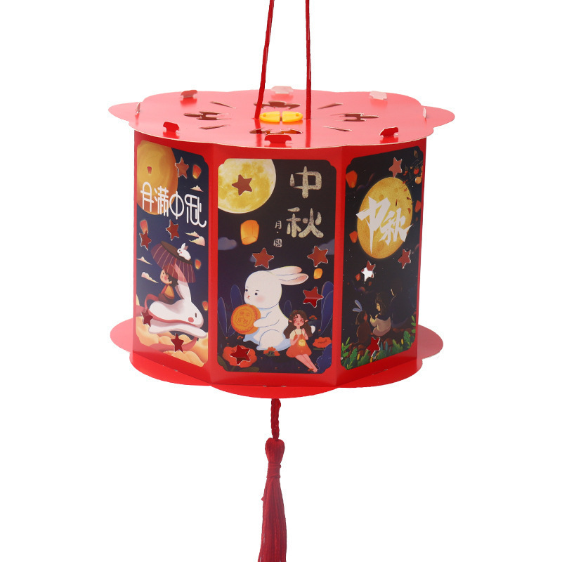 儿童手提中式发光2025新款纸质走马灯挂饰中秋节灯笼手diy材料包|undefined