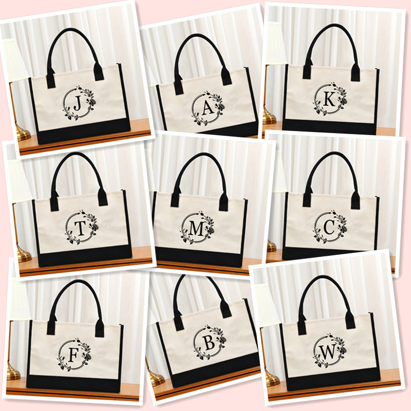 Bolso de hombro de lona de venta caliente transfronterizo Bolso Tote impreso de gran capacidad Bolso de compra portátil ligero de moda para mujer