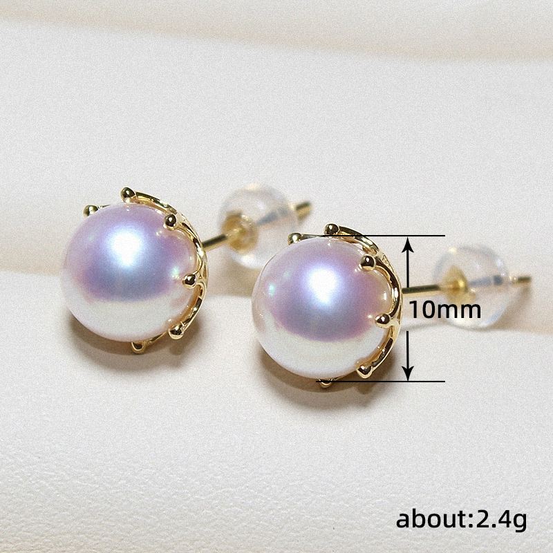 Classic Pearl Stud Earrings Elegant Minimalist Hepburn Style_voghion.com