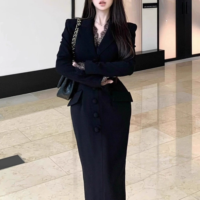 2024 Осеннее французское платье Хепберн в стиле кружева