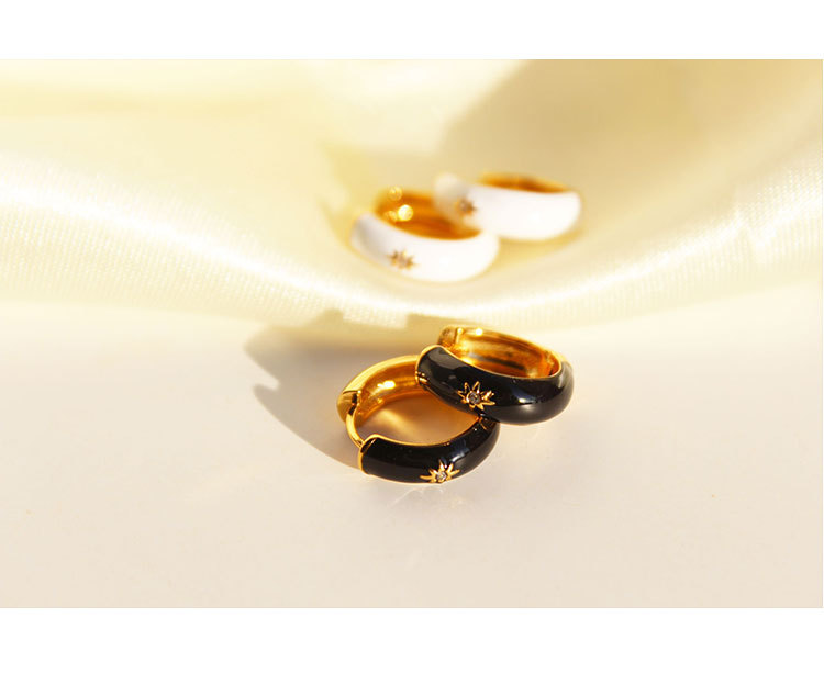 Fashion Star Copper Enamel Zircon Earrings 1 Pair