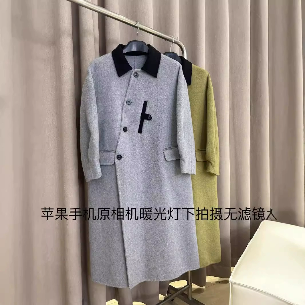 Шерстяная верхняя одежда женская средней длины, зима 2025, новый стиль, высококачественная корейская модель, свободного кроя, утолщенная, двусторонняя шерстяная верхняя одежда