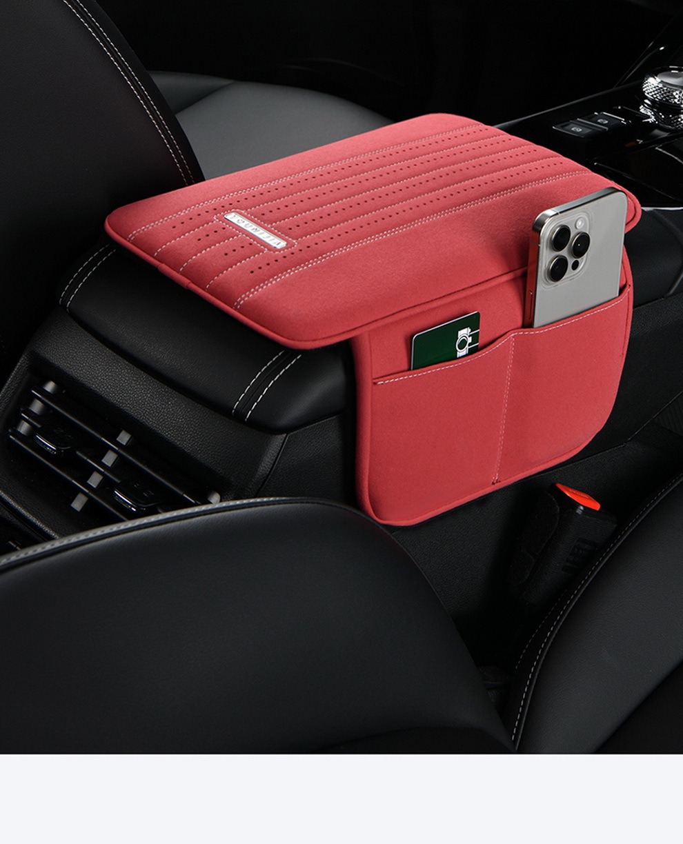 Cross-Border Car Armrest Box Pad Memory Foam Leather Armrest Box Booster Pad Plus Storage Bag Car Universal Protective Cover