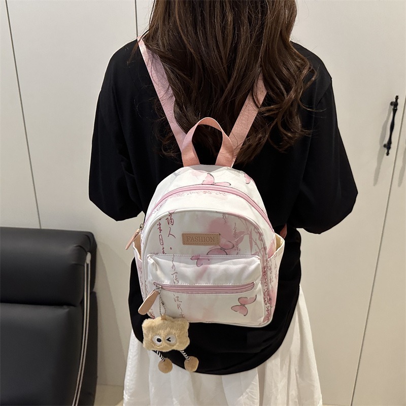 国风蝴蝶印花女生双肩包韩版大容量外出休闲旅游小背包通勤背包女