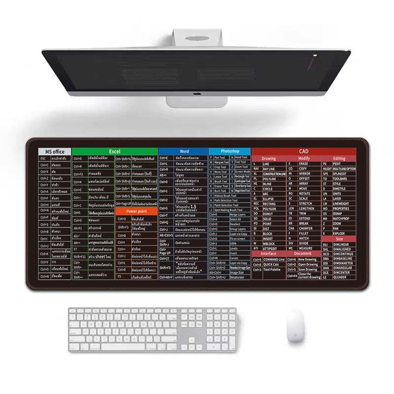 跨境批发热销英文快捷键多国语言定制耐脏鼠标垫办公桌垫MousePad|undefined