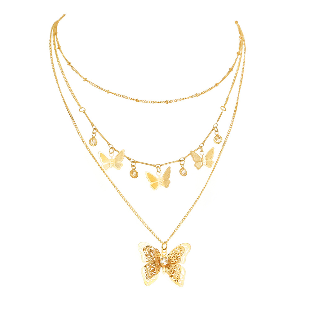 Fashion Butterfly Pendant Multi-layered Necklace Alloy Collarbone Chain display picture 1