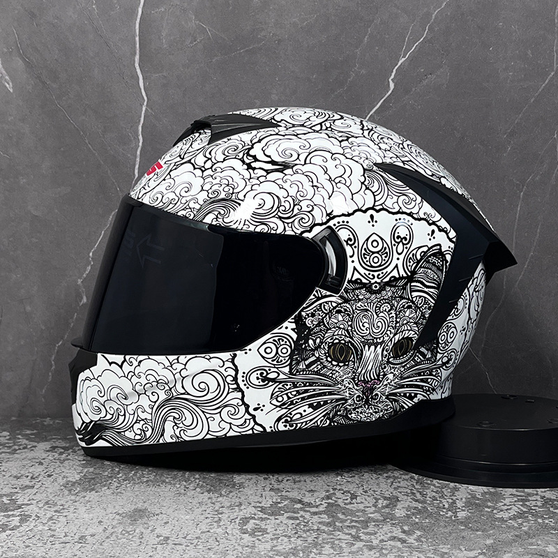 LVS casco de la motocicleta estándar nacional de los hombres y las mujeres del casco completo de doble lente de invierno motocicleta eléctrica Bluetooth cabeza Gris Cuatro Estaciones