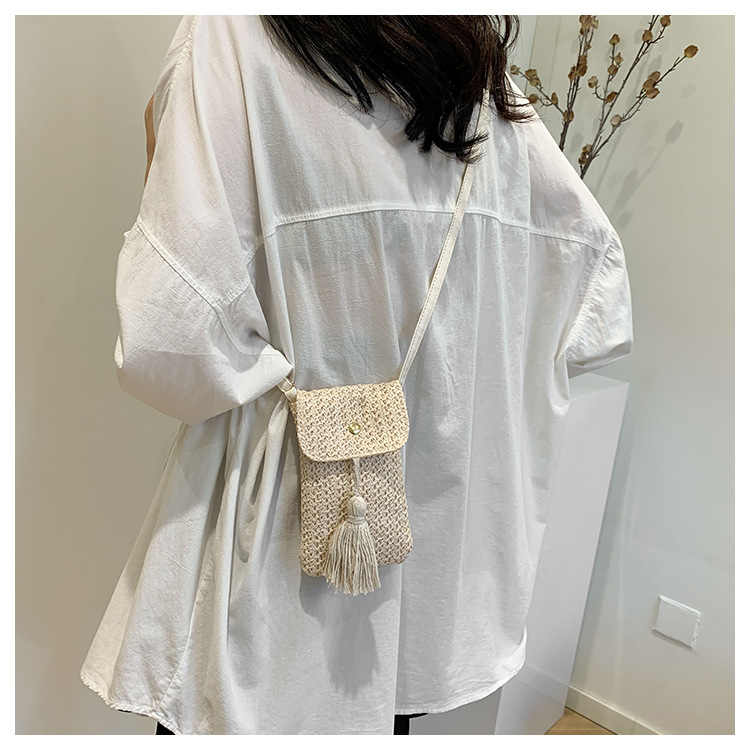 Daily, Street, Shopping Occasion Women's Small Straw Solid Color Streetwear Straw Square Flip Cover Crossbody Bag