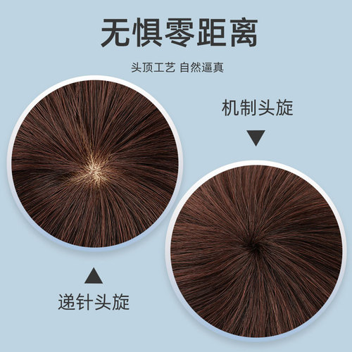 Wig, human hair full headgear, middle-aged and elderly mothers with short curly hair, fluffy, breathable, fashionable temperament, full headgear wholesale