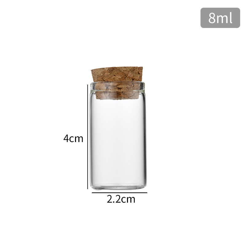 Botella de Tubo Transparente de boca recta de 22mm con botella de corcho a la deriva botella de vidrio sellada botella de deseos botella de dulces de té de flor de madera de agarwood