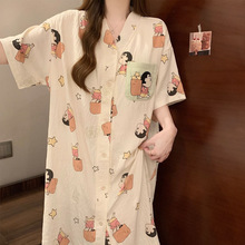 2026年夏季卡通蜡笔小新印花时尚休闲睡衣女睡裙家居服连衣裙