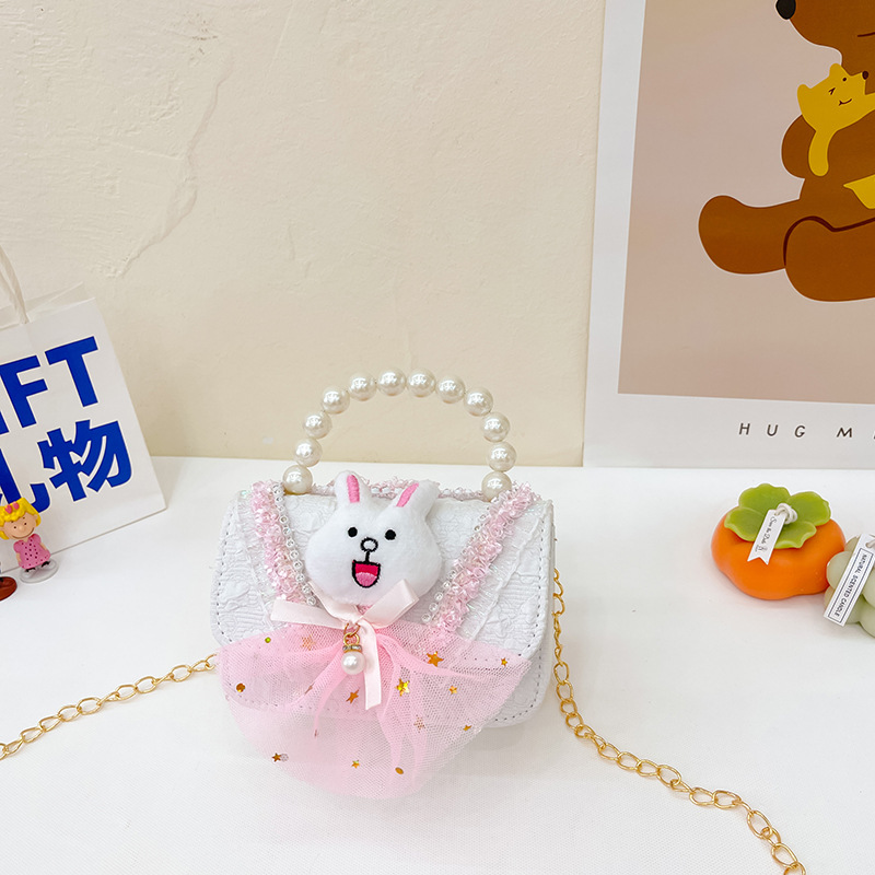 2023 nuevos niños de algodón y lino monedero niñas de viaje de compras elegante bolsa de mensajero de dibujos animados conejito bolsa de hombro