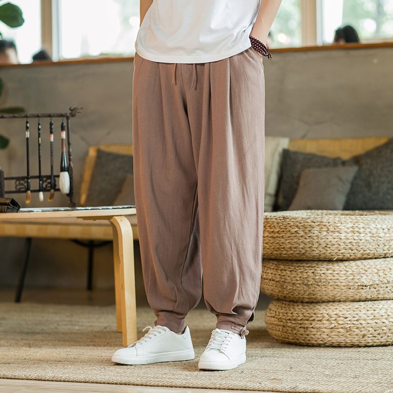 Nuevos pantalones de monje de algodón y lino, pantalones laicos sin leggings para hombres, pantalones de meditación de cierre sueltos de lino, ropa de monje delgada de verano para mujeres
