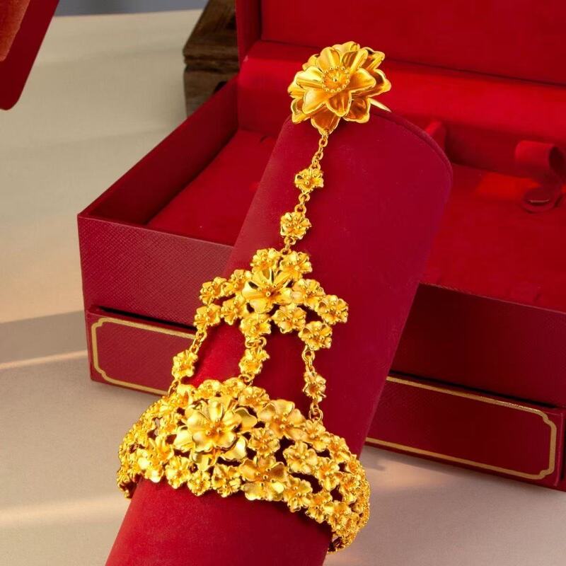 Gold Shop New Gold-Plated Flower Bracelet Bridal Wedding Bracelet Wedding Bracelet Plus Ring Jewelry Wedding Style Gold Shop New Gold-Plated Flower Bracelet Bridal Wedding Bracelet Wedding Bracelet Plus Ring Jewelry Wedding Style