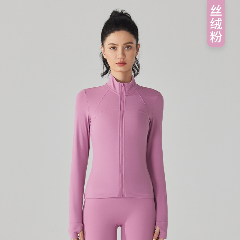 Yuancheng polar chaqueta deportiva caliente espesado slim fit adelgazamiento ropa de yoga manga larga con cremallera running fitness top