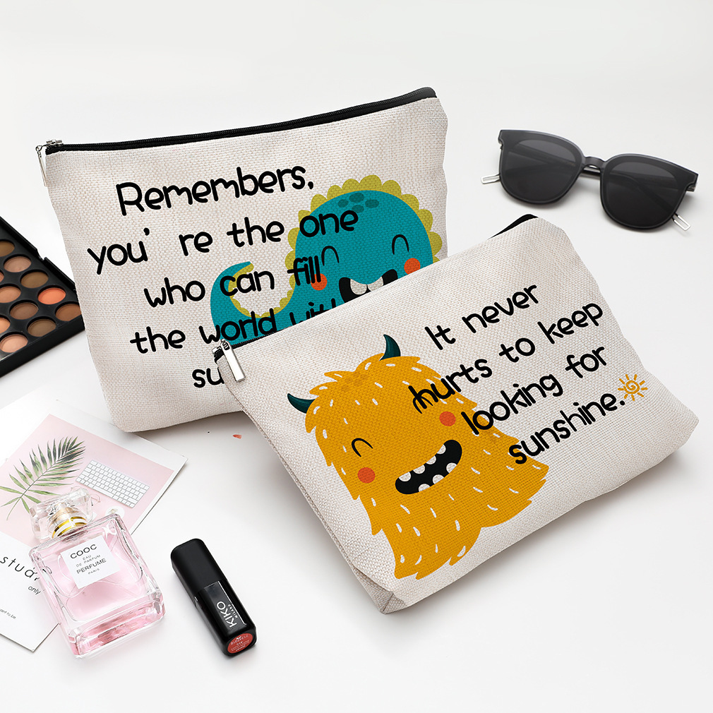 Bolsa de cosméticos simple, bolsa impermeable con cremallera de algodón y lino, bolsa de almacenamiento para cosméticos y joyas, bolsa de almacenamiento para artículos de tocador, joyas