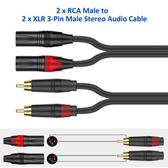 Double Lotus 2RCA to double XLR male and female connecting cable microphone microphone mixer amplifier audio cable