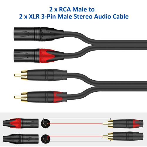 Double Lotus 2RCA to double XLR male and female connecting cable microphone microphone mixer amplifier audio cable