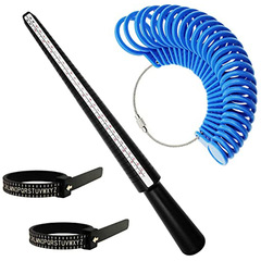 4件套 UKUS塑料戒指棒藍色英度戒指圈1-17黑色英度尺用於戒指測量