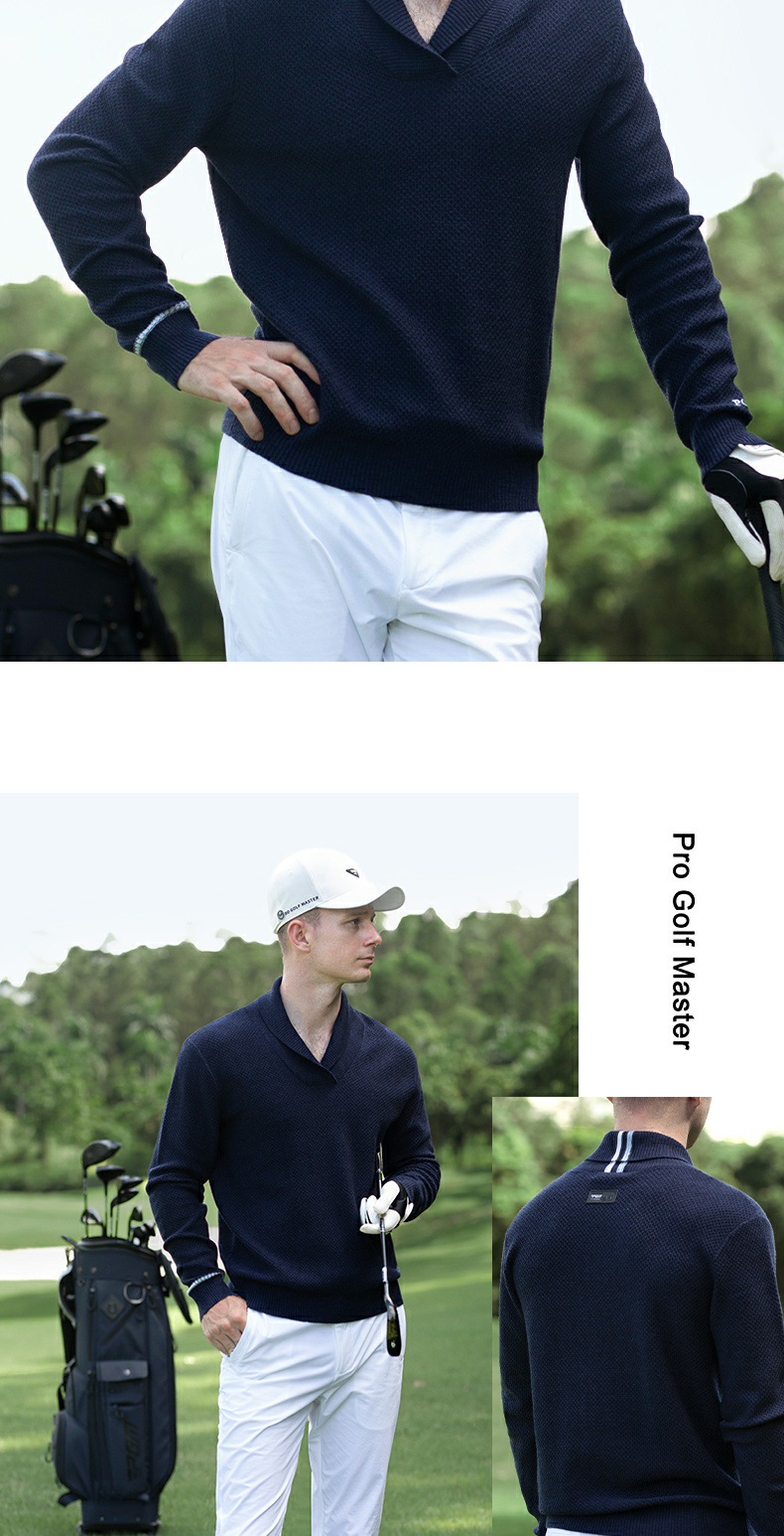 Áo len golf nam cổ chữ V dệt kim len chui đầu thoải mái giữ ấm — YF756-Áo len trắng, YF756-Áo len đen, YF756-Áo len màu xanh nước ngoài chi tiết 6