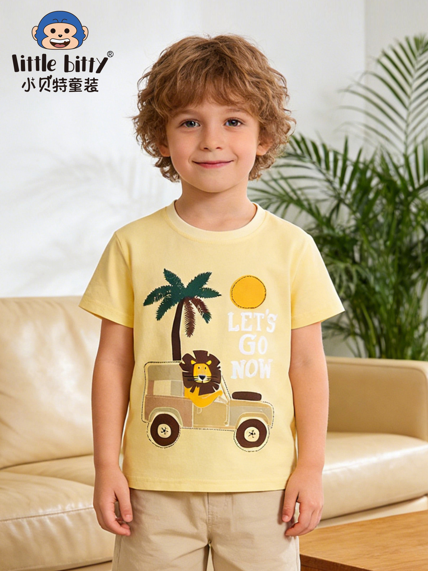 Cross-Border Supply 26 Years of New Spring and Summer Children's Short-Sleeve T-Shirts with Cartoon European and American Lion Prints, Round Neck, in Stock for Wholesale