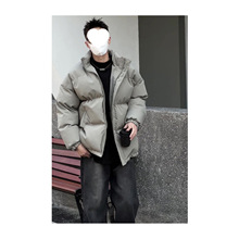 浙江嘉兴平湖棉款羽绒男款冬季灰绿色九江羽绒服感立领面包服批发