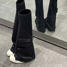 现货~~可拆分裤管靴炸街长筒靴帆布女神口袋靴过膝长靴高筒骑士靴