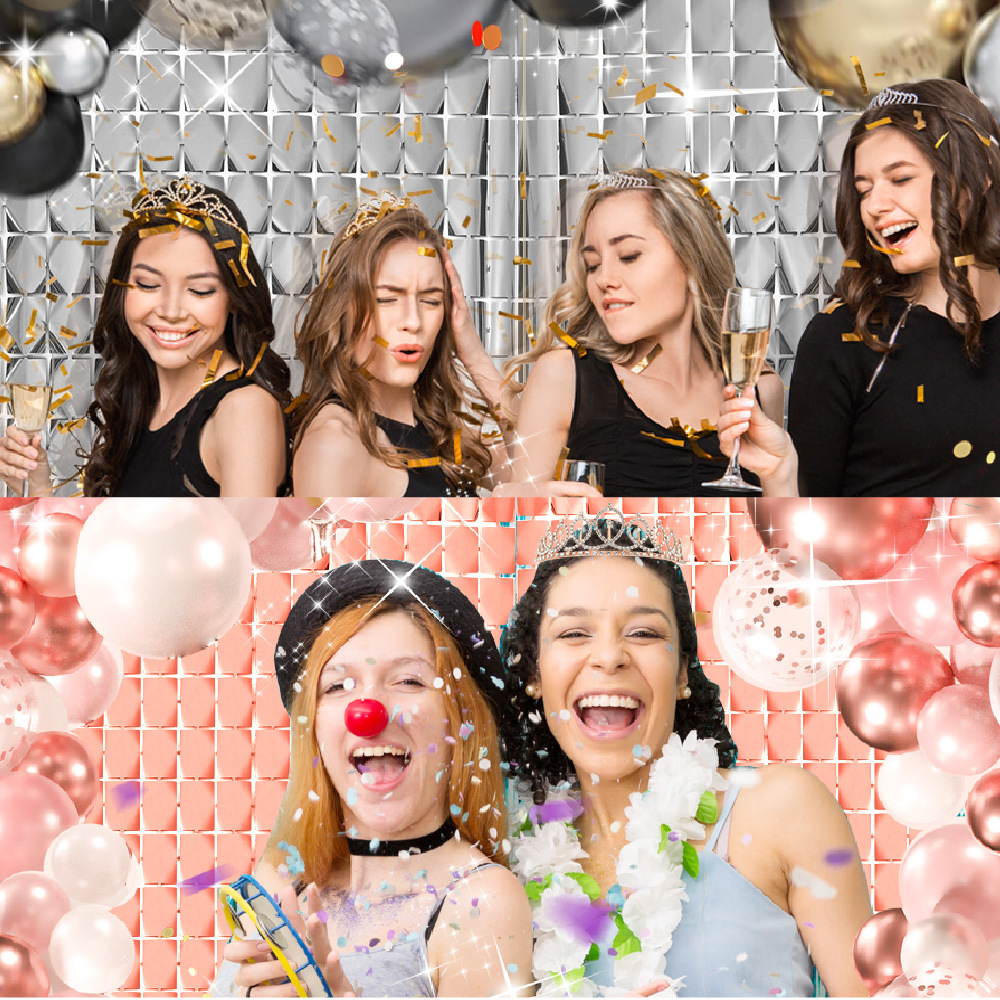 Cuadrado cuadrado cortina de seda de lluvia decoración de la pared de fondo 1 * 2m decoración brillante fábrica al por mayor comercio exterior