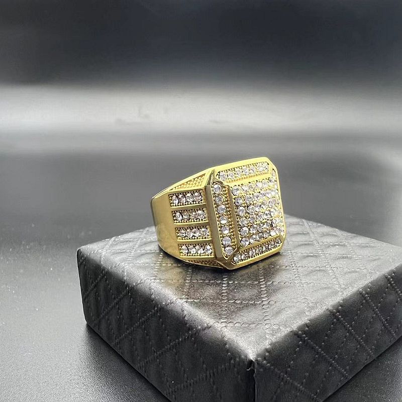 Fashion Geometric Titanium Steel Inlay Zircon Rings 1 Piece display picture 5