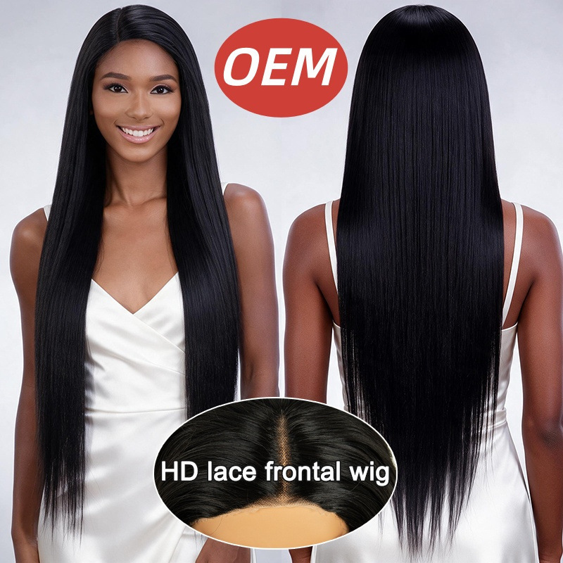 European and American style, soft and straight hair, T-shaped hand-tied lace front wig, 6x4x1 lace, no trimming required, glue-free, full headpiece, custom-made for women
