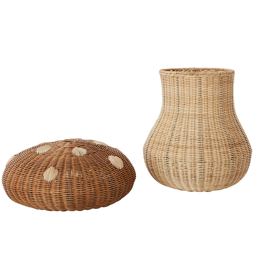 Cesto para la ropa sucia con forma de hongo, cesta de almacenamiento de ratán, caja de almacenamiento de juguetes de peluche, caja de almacenamiento de juguetes infantiles con tapa