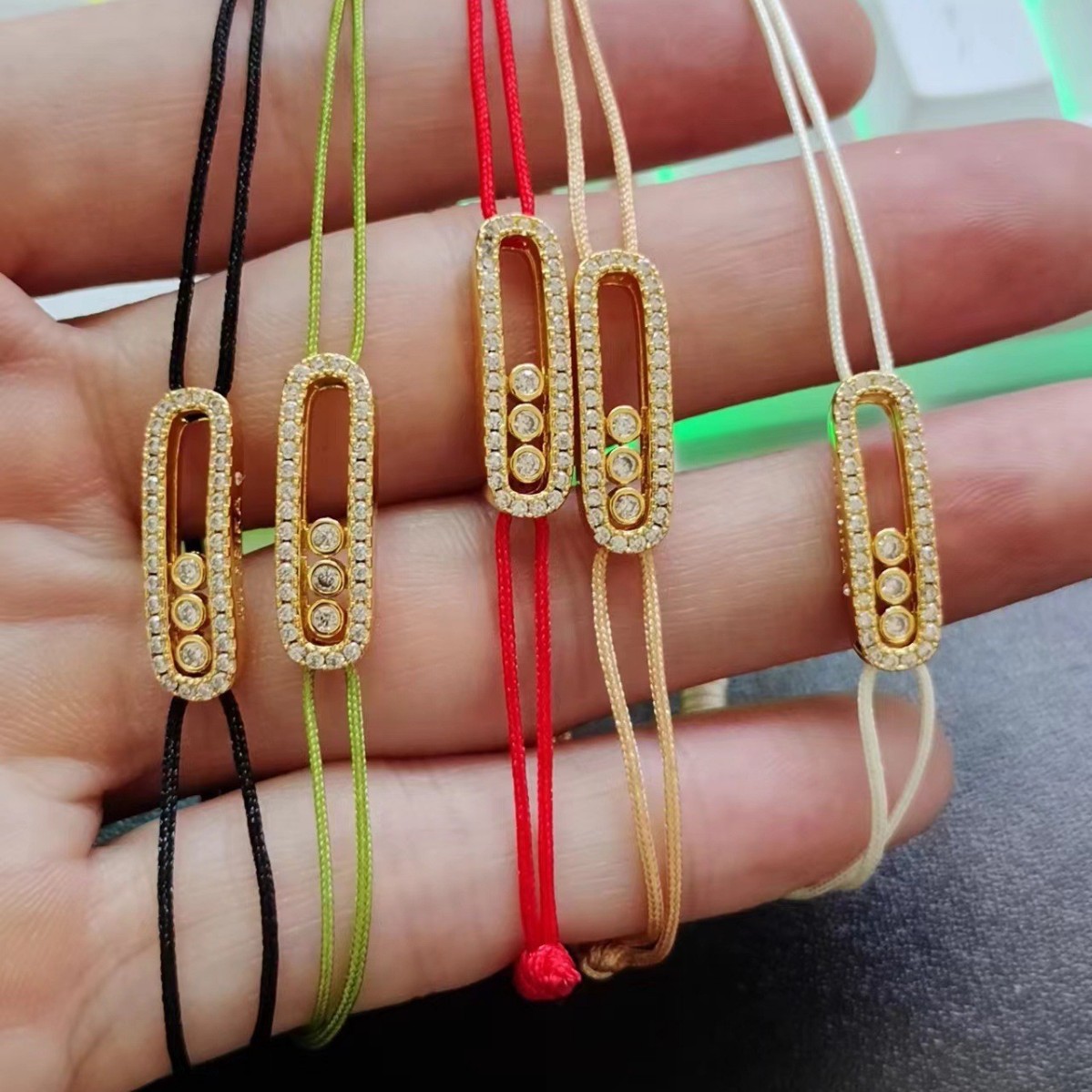 Bracciale scorrevole con perline e diamante per uomo e donna_voghion.com