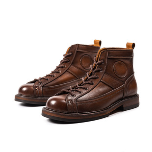 Foreign trade Martin boots men's autumn new fashion tooling boots all-match first layer cowhide retro men's boots one-piece delivery