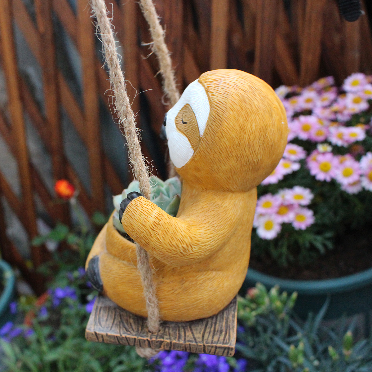  new sloth swing small flower pot hanging resin flower pot animal small flower pot can be planted succulent 