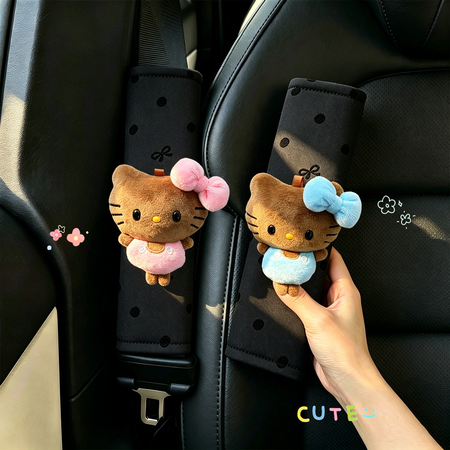 Cute shoulder protector for women, seatbelt decoration, car interior anti-wear clothing protection, universal for all seasons, cartoon KT cat
