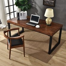 定实木书桌简约电脑台式桌单人办公桌家用工业风铁艺长条桌大桌